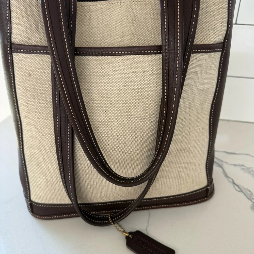 Vintage Coach Canvas with Mahogany leather Shoulder Bag - Picture 3 of 10